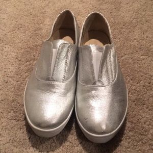 Nine West slip on silver sneakers